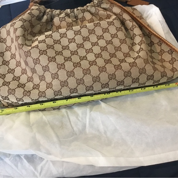 Vintage Authentic GG Pattern Leather Trim Large Gucci Tote Bag - Picture 12 of 15